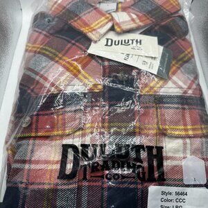 NWT Duluth Trading Co. Women's Folklore Flannel Duster size L coral plaid